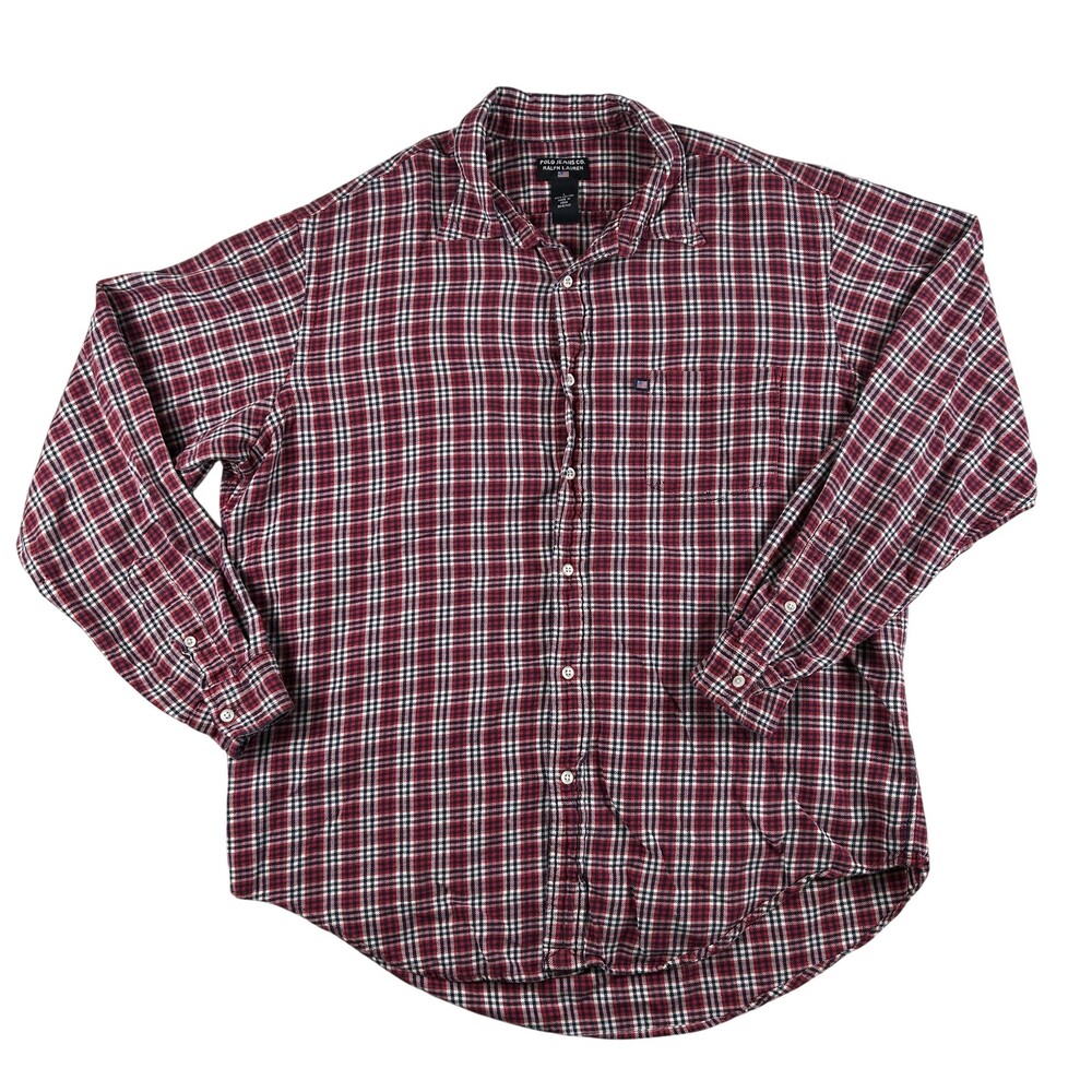 Polo Jeans Co. Ralph Lauren Shirt Mens Large Plaid Long Sleeve Flannel Button Up